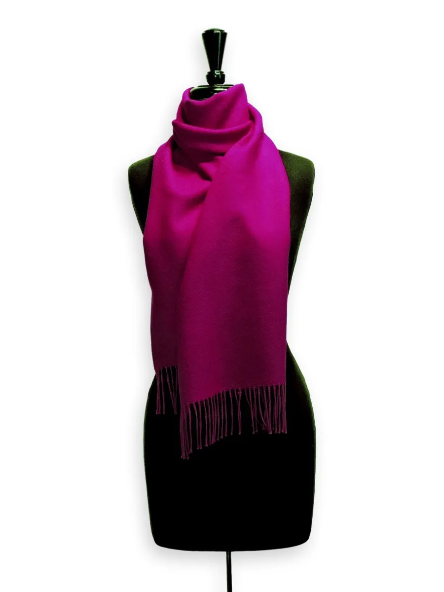 100% Baby Alpaca Woven Scarf - Brights Magenta