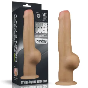 11'' Dual Density Dildo Handle Foreskin Cock