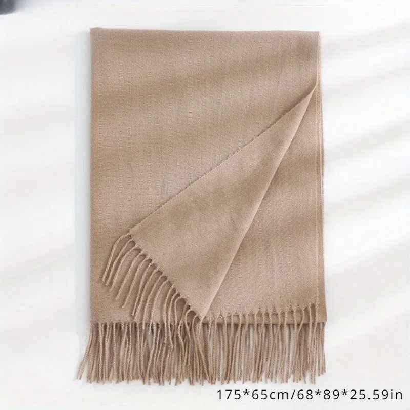 1pc Fashionable Winter Scarf for Men - Soft, Skin-Friendly, Warm, and Long with Tassel Wraps - Perfect for Outdoor Activities and Casual Wear