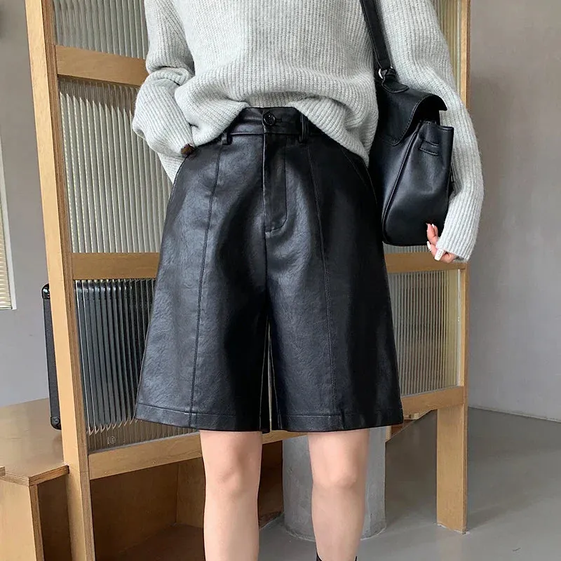 2024 New Autumn Washed High Waist Wide Leg Loose Trousers Shorts