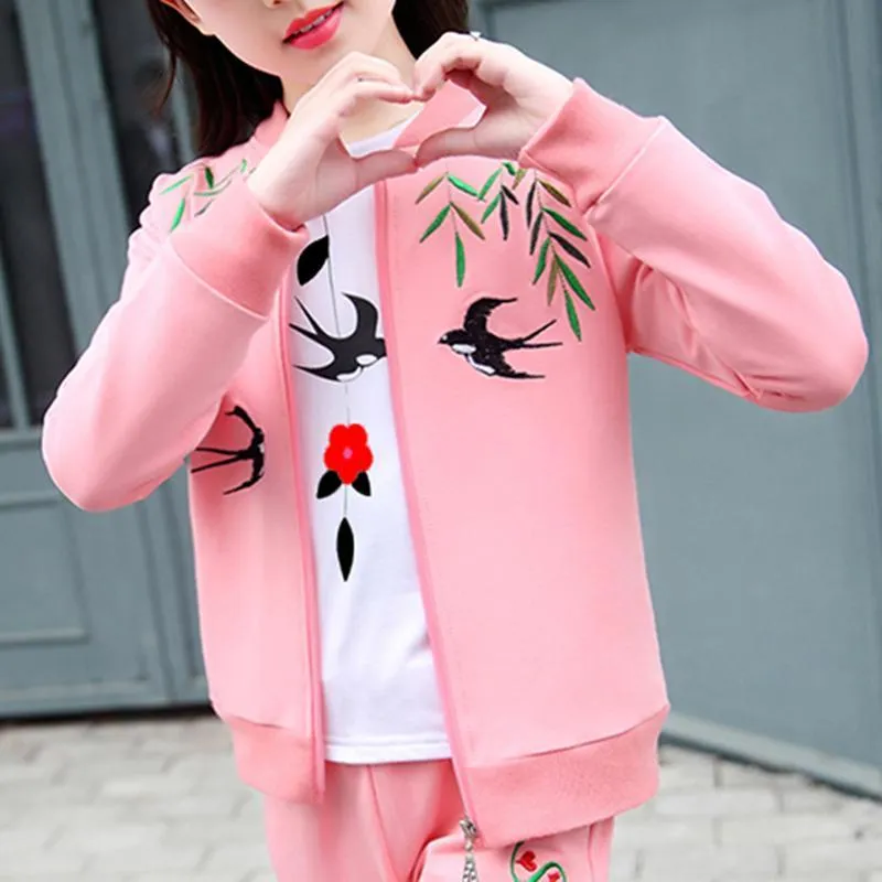 3-piece Swallow Pattern Coat & Sweatshirt & Pants for Girl