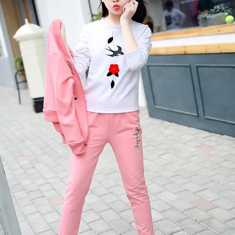 3-piece Swallow Pattern Coat & Sweatshirt & Pants for Girl