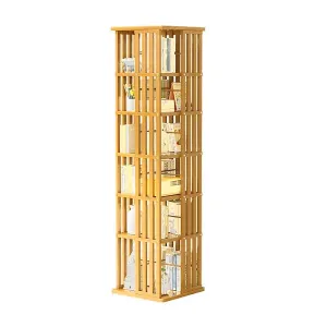 360° Rotating Bamboo Bookshelf, 6-Shelves, Freestanding