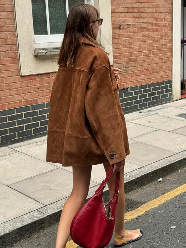 A&A Vintage Brown Lapel Pocket Blazer Jacket