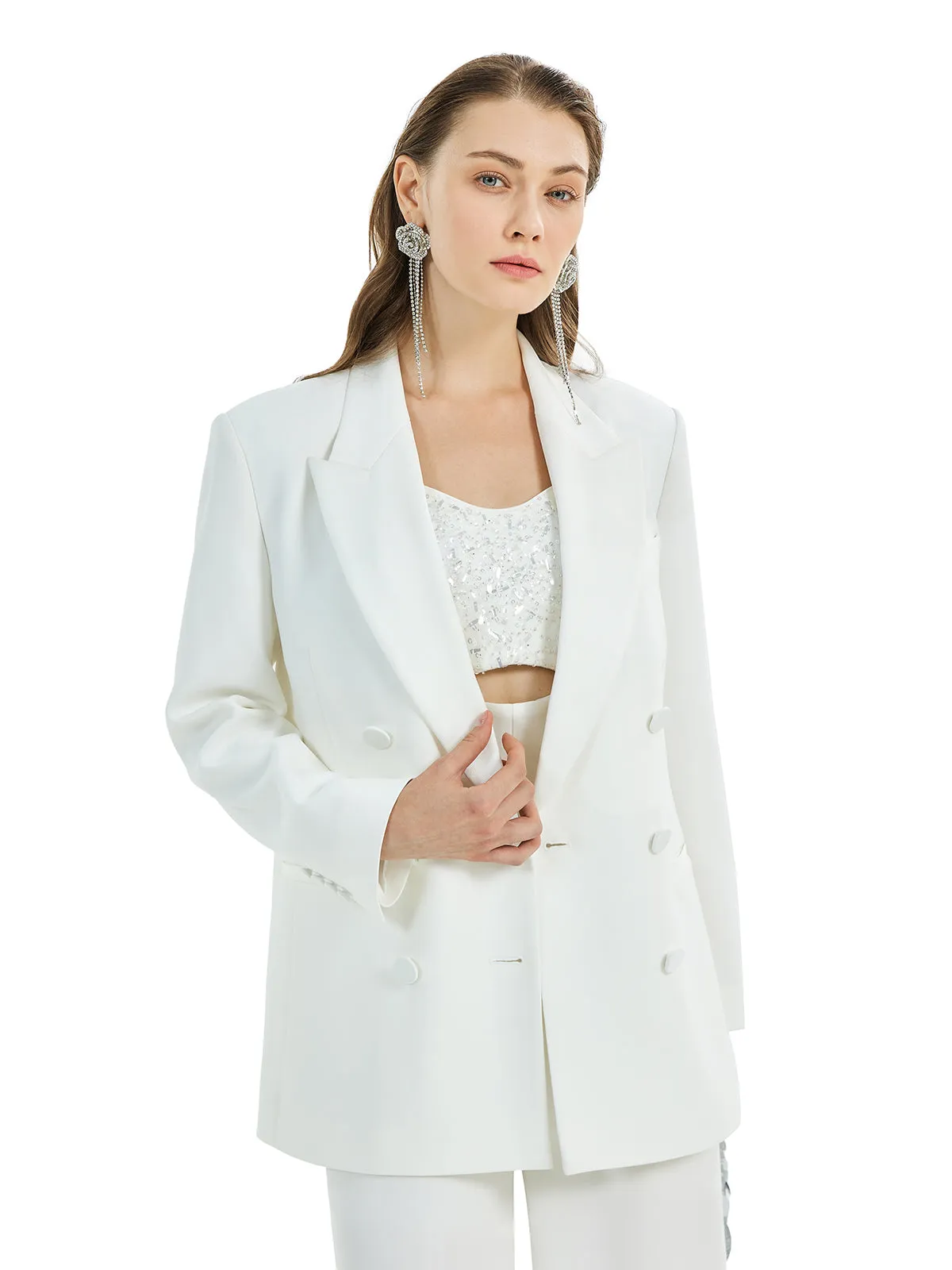 Acetate Panelled Satin Avant-Garde Suit Jacket