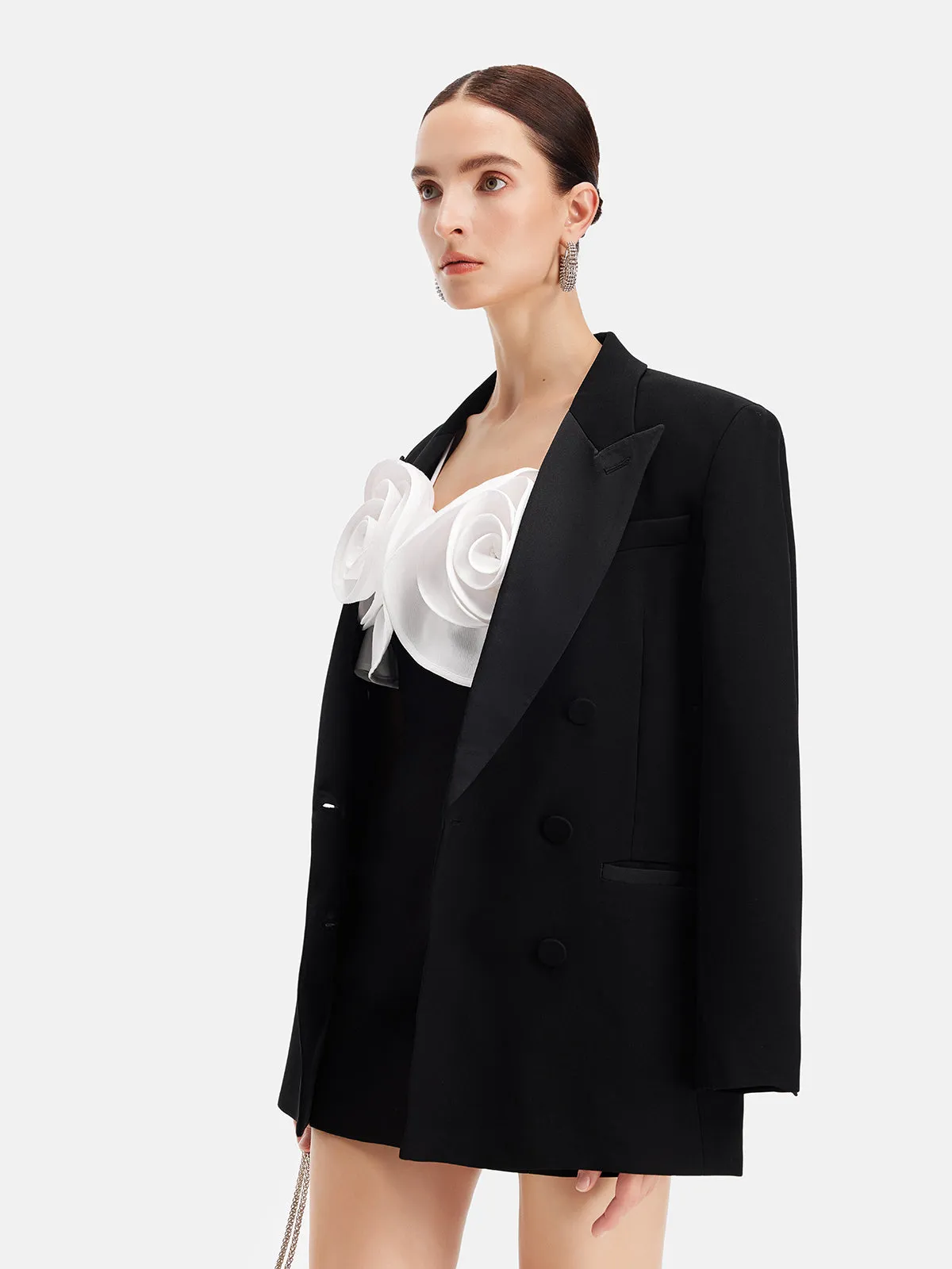 Acetate Panelled Satin Avant-Garde Suit Jacket