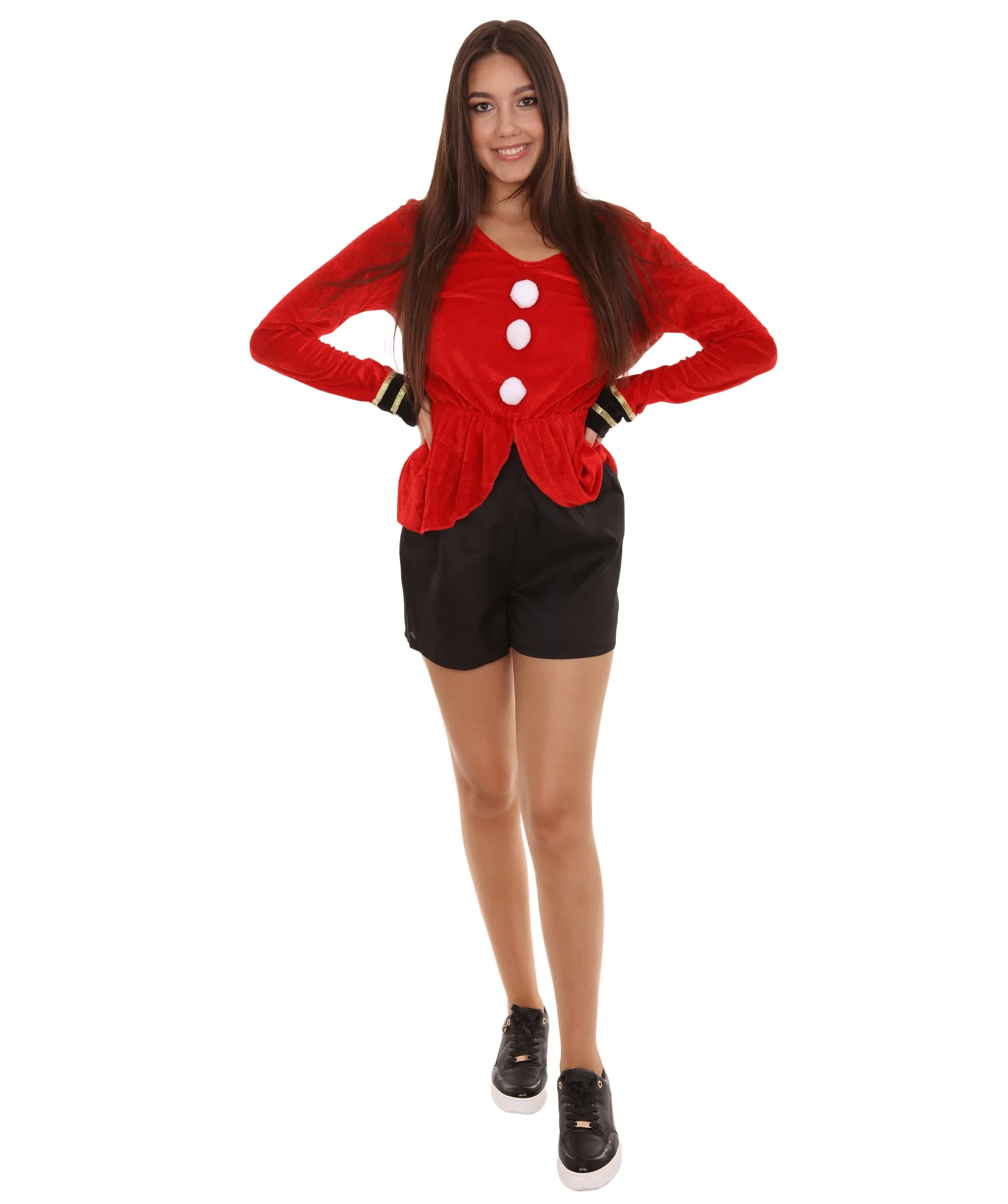 Adult Women's Circus Ringmaster Funny Costume | Red & Black Halloween Costume