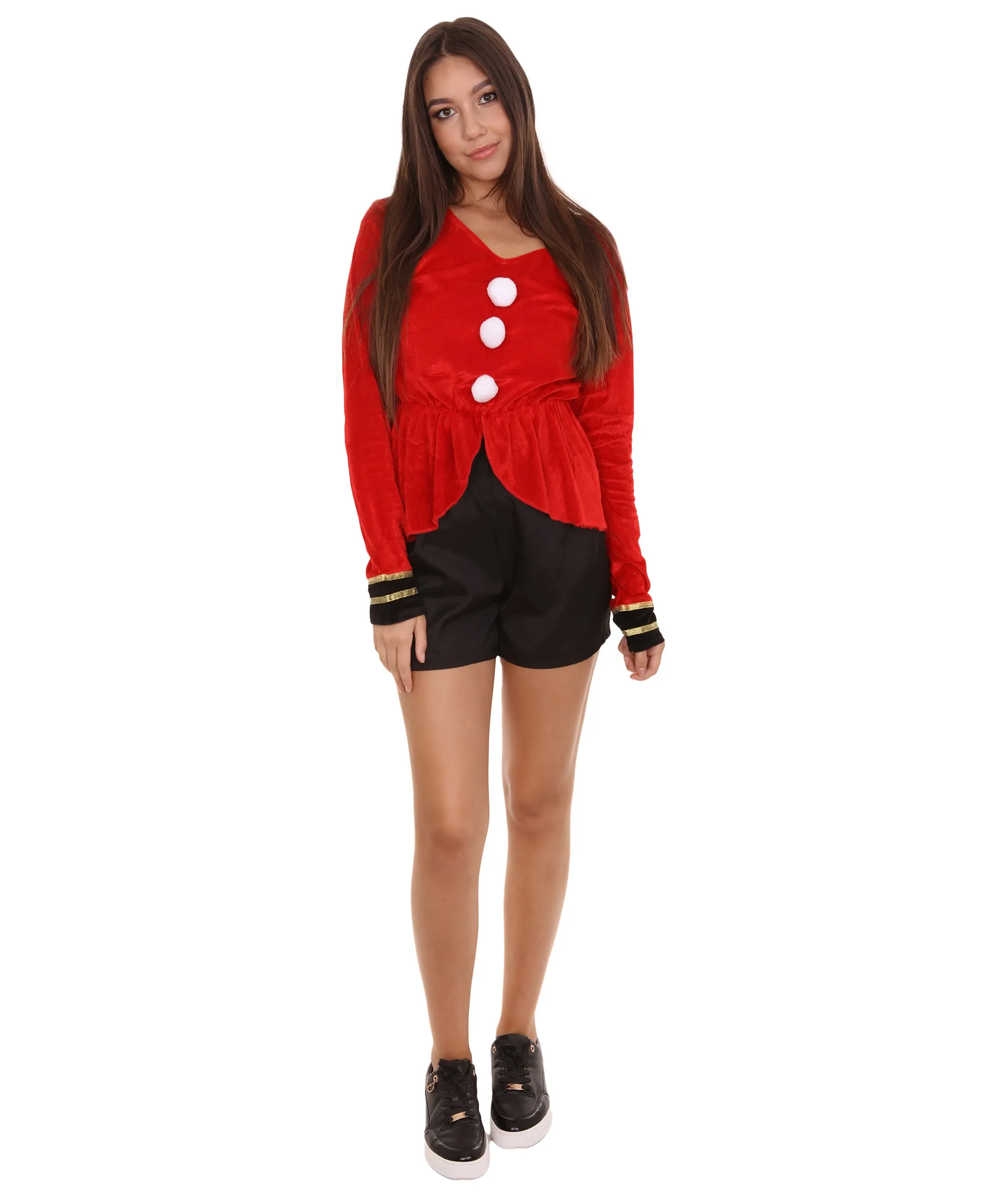 Adult Women's Circus Ringmaster Funny Costume | Red & Black Halloween Costume