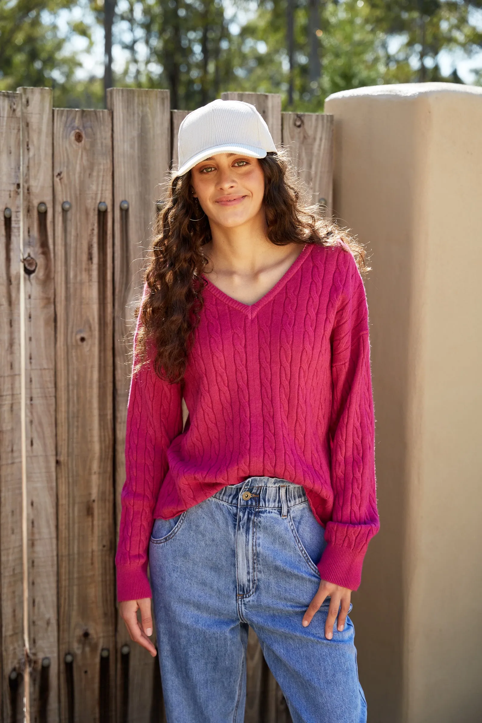 Alawa Cable Knit - Magenta