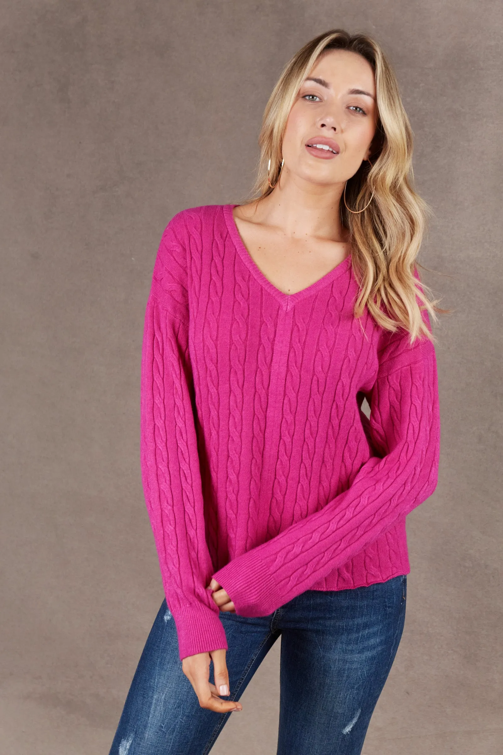 Alawa Cable Knit - Magenta