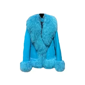 Alpine Glow Blue Bird Sheepskin Coat