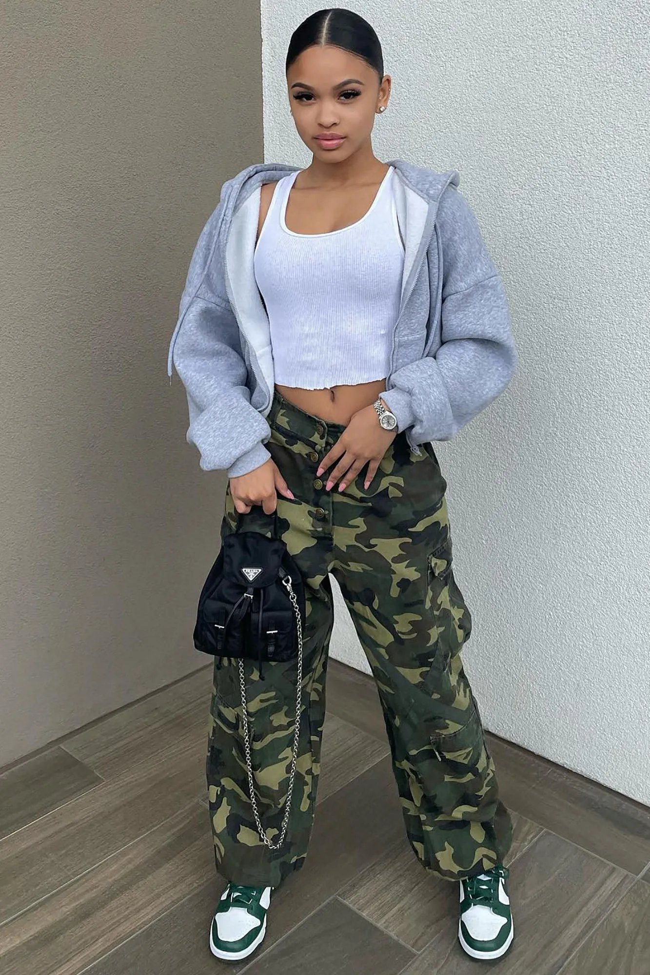 Amelia Oversized Cargo Pants Camo - Camouflage