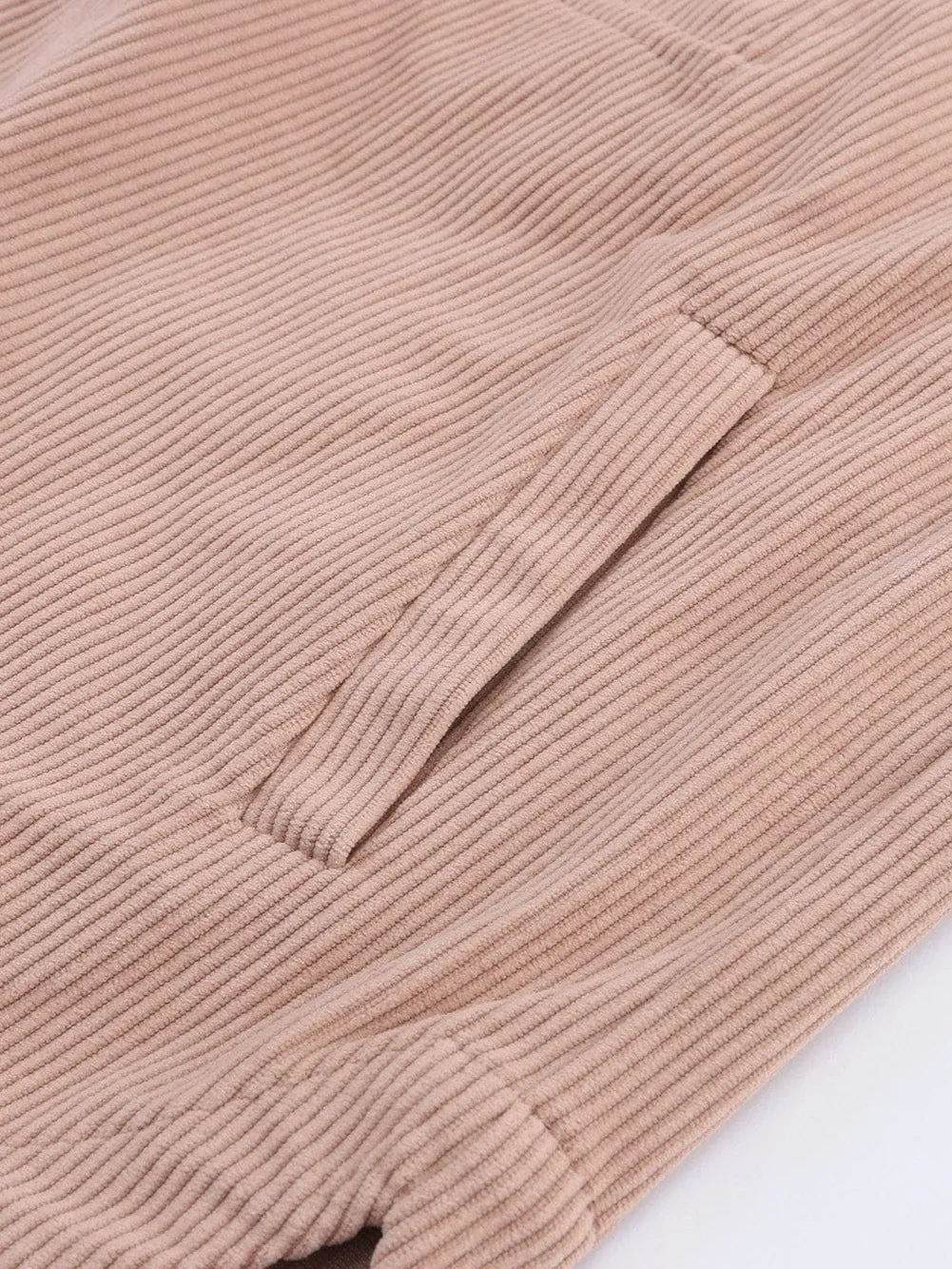 Apricot Corduroy Half Zip Kangaroo Pocket Sweatshirt