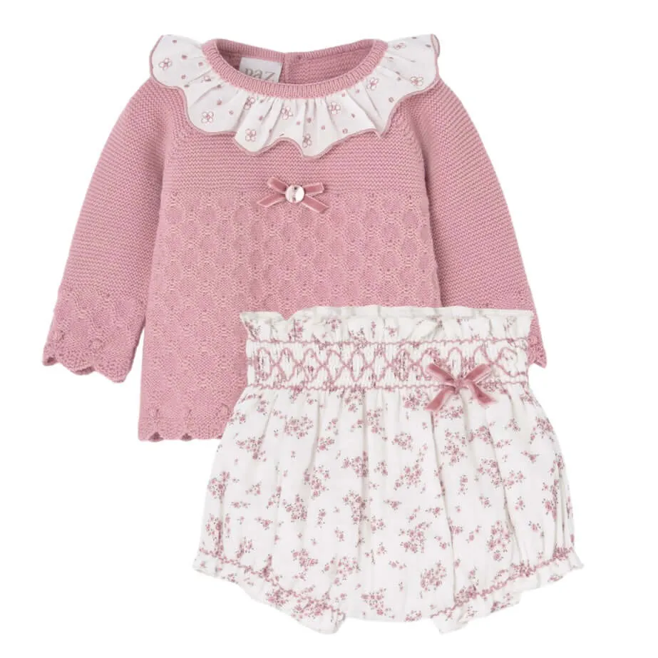 Baby Girls Pink Floral Knit Set