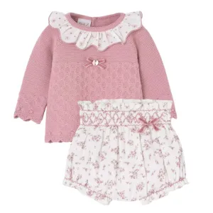 Baby Girls Pink Floral Knit Set