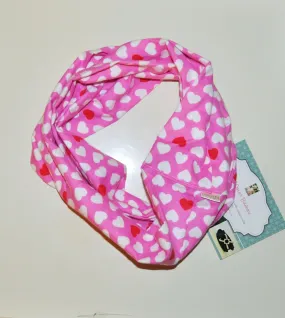 Baby/Toddler valentines infinity scarf, pink hearts, soft baby scarf, trendy baby scarf, infinity scarf, baby lips infinity scarf,