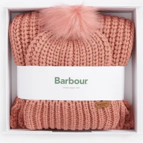 Barbour Beanie and scarf Gift Set Saltburn in Pink Rust LGS0023PI35