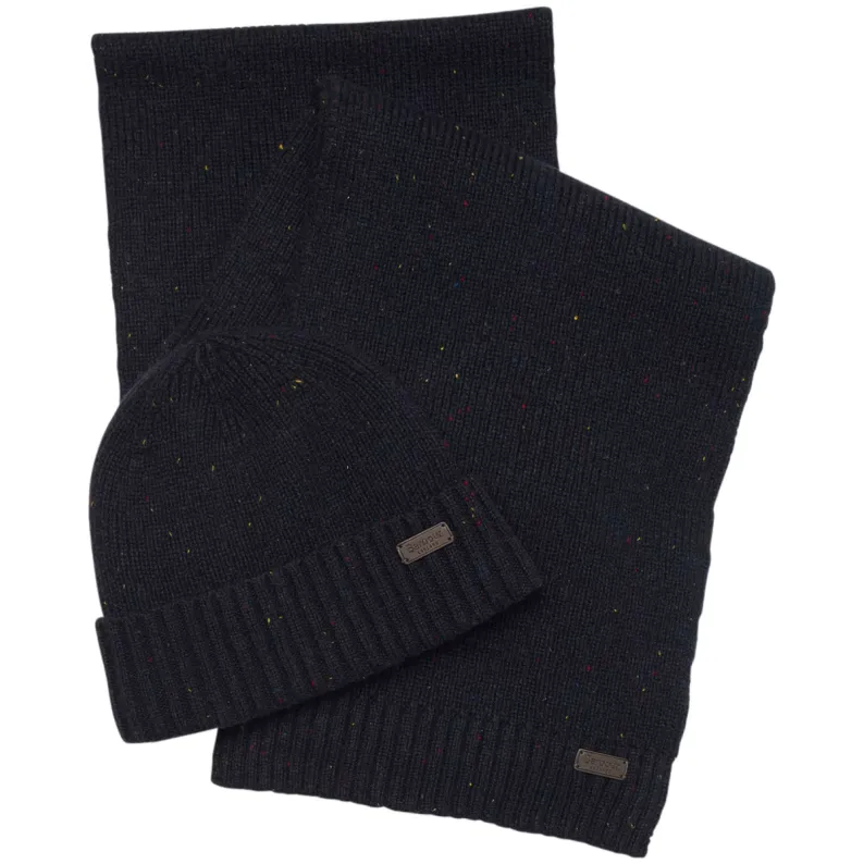 Barbour Carlton Fleck Beanie & Scarf Gift Set Navy MGS0047NY31