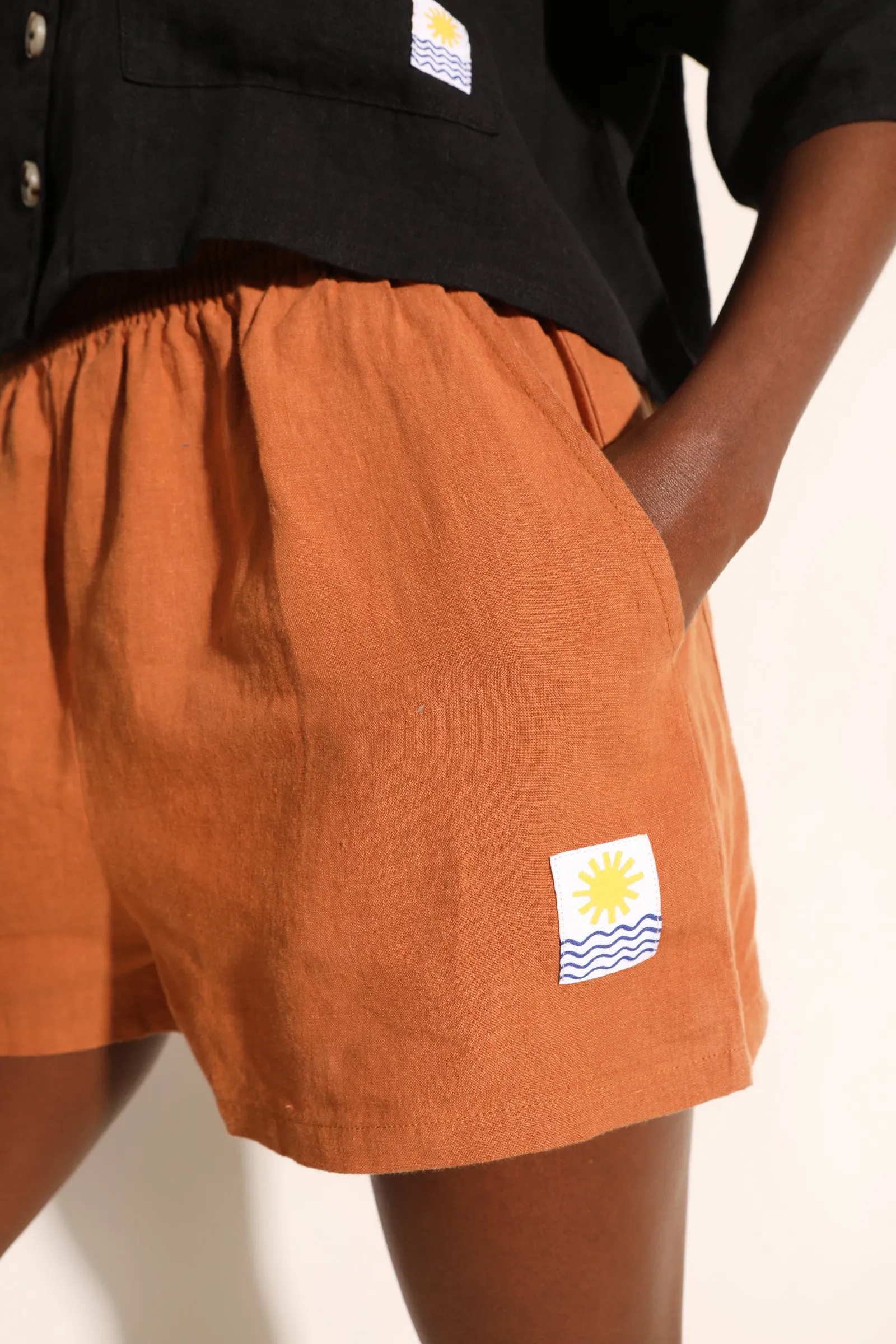 Basic Linen Shorts Chestnut