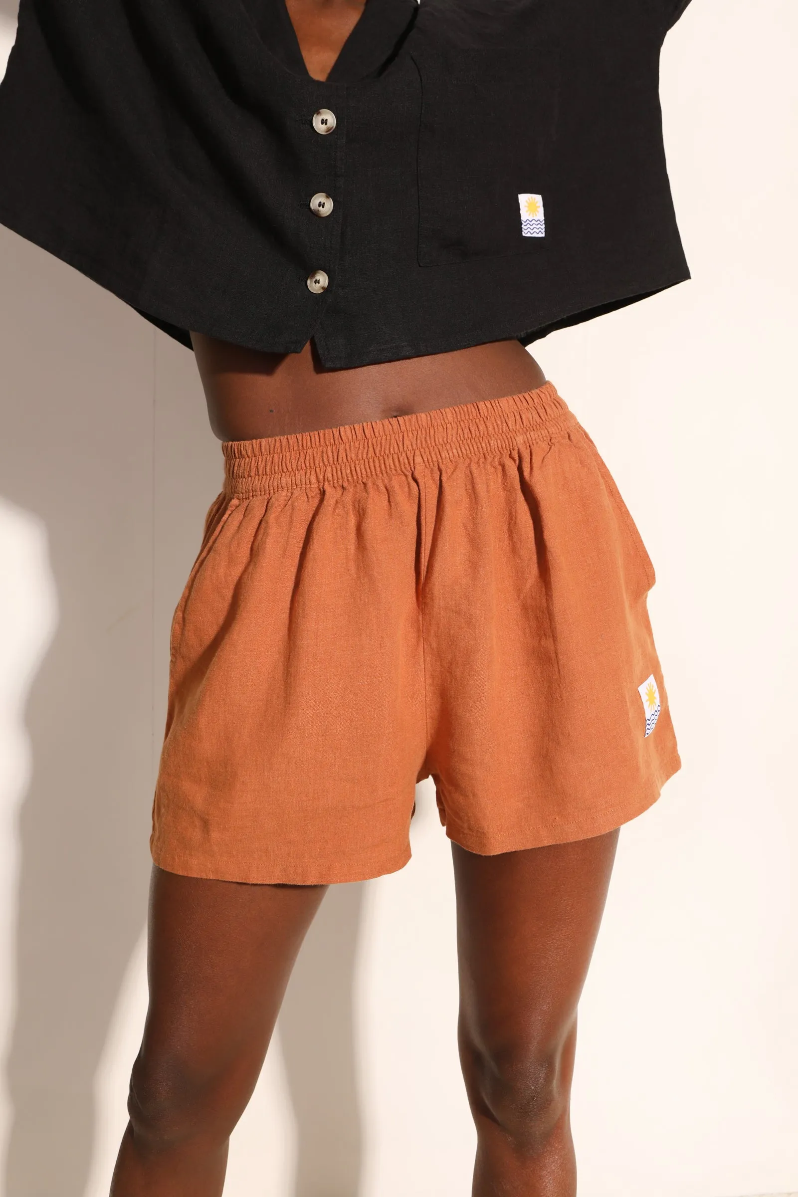 Basic Linen Shorts Chestnut