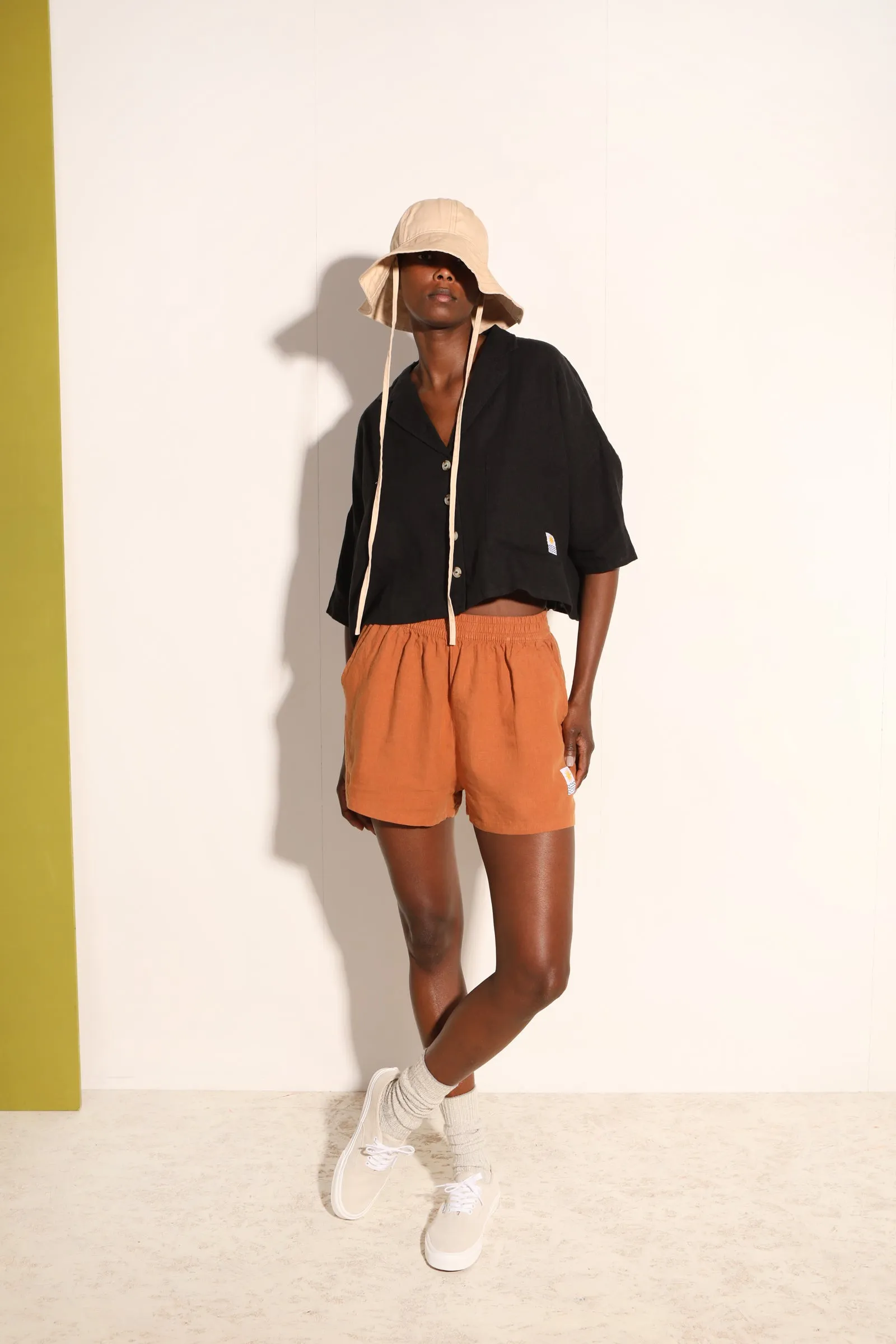 Basic Linen Shorts Chestnut