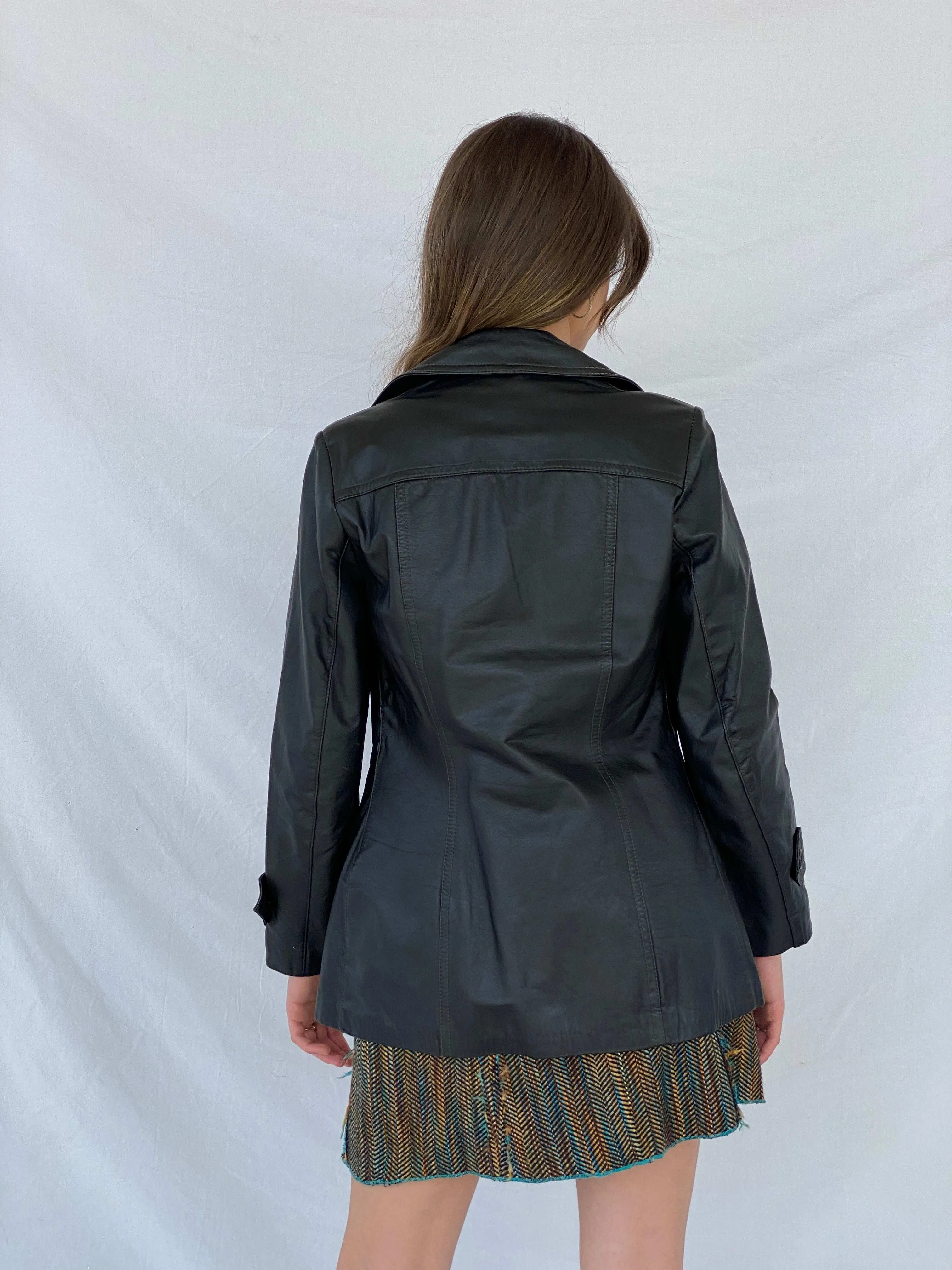 Beautiful Vintage Genuine Leather Black Blazer Jacket