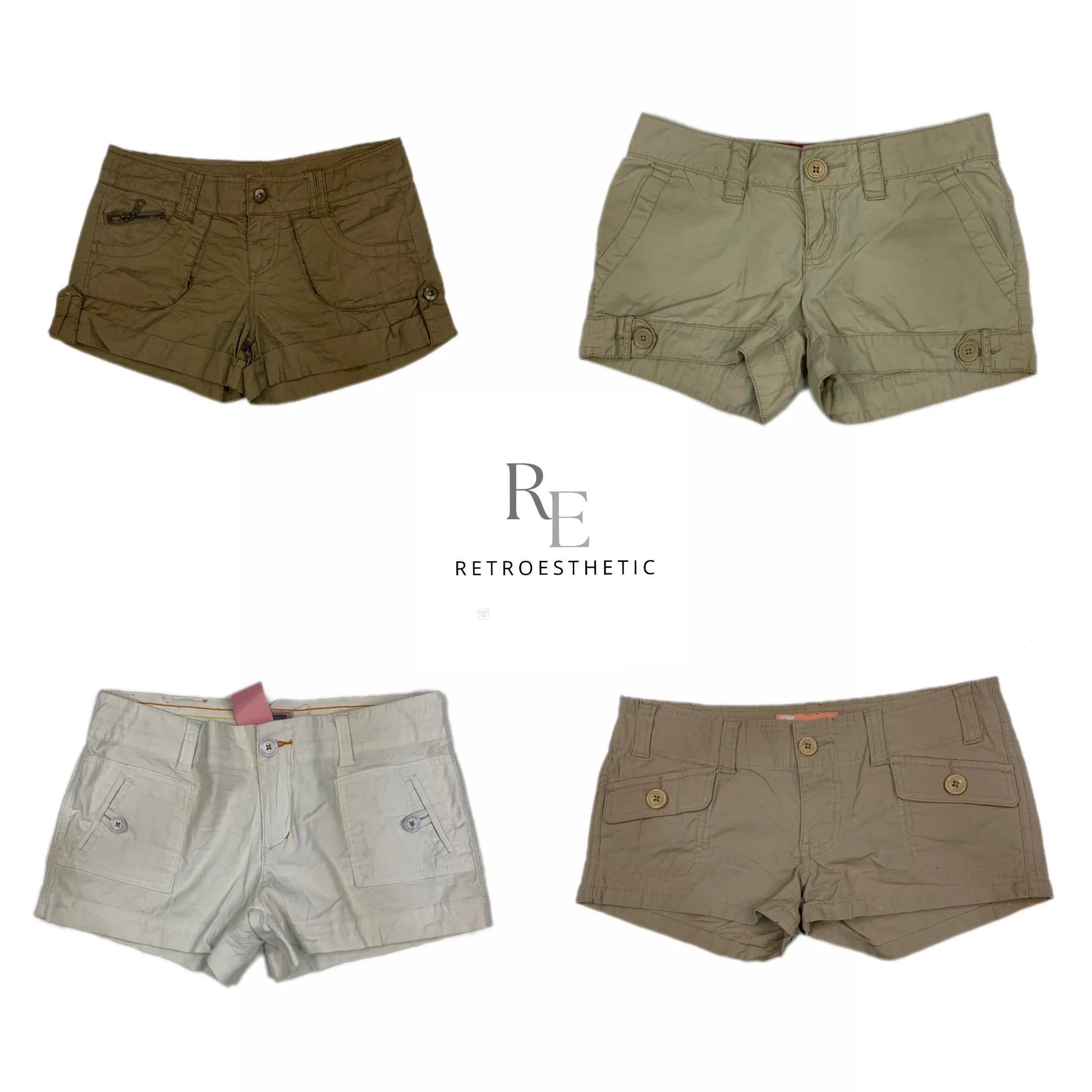 Beige-Core Army Girl Summer Shorts (SR-440)