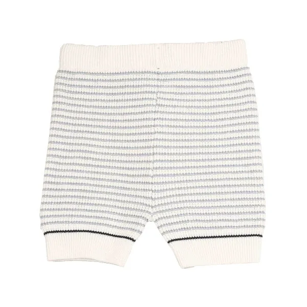 Belati Iris Flower Textured Striped Knit Shorts