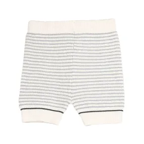 Belati Iris Flower Textured Striped Knit Shorts