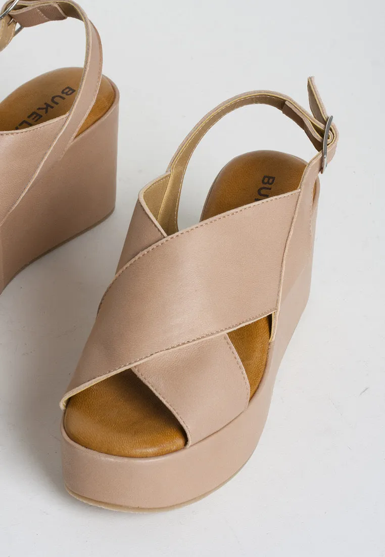 Bianca Nude Leather Platform Sandals