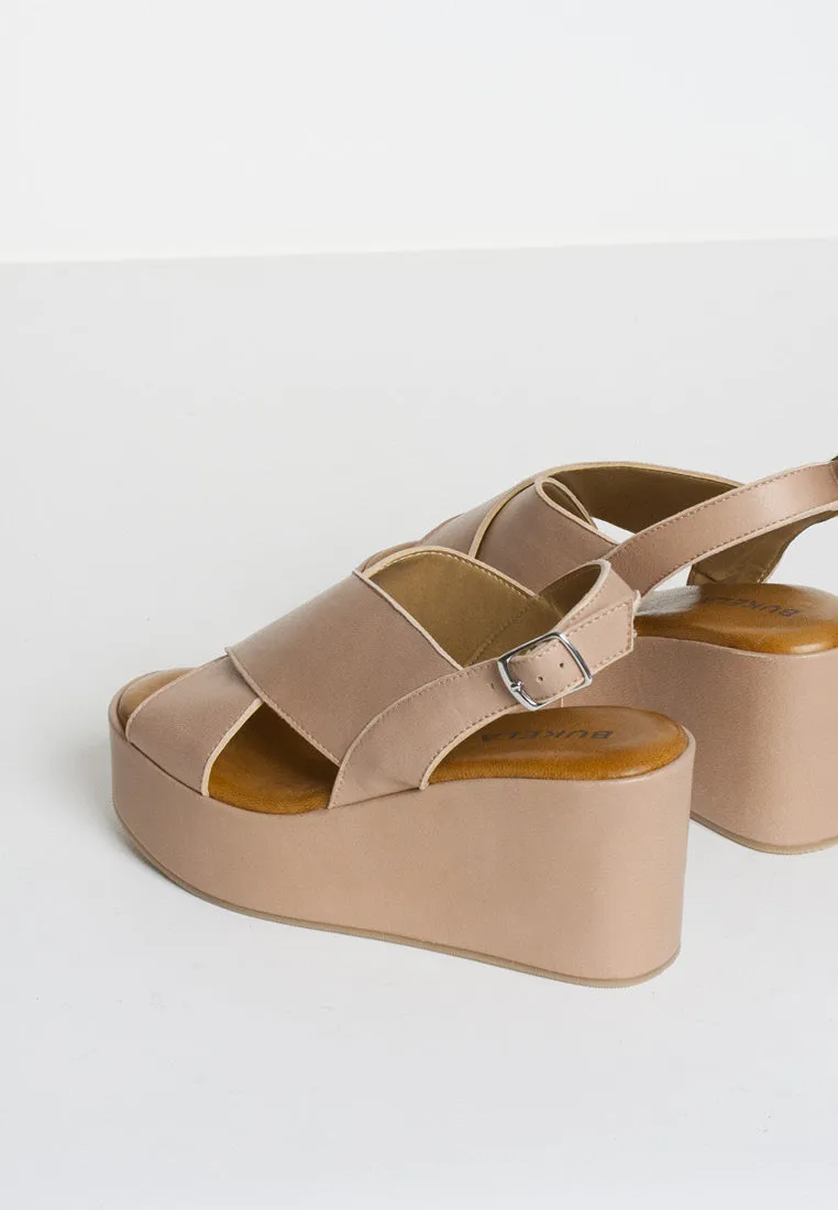 Bianca Nude Leather Platform Sandals