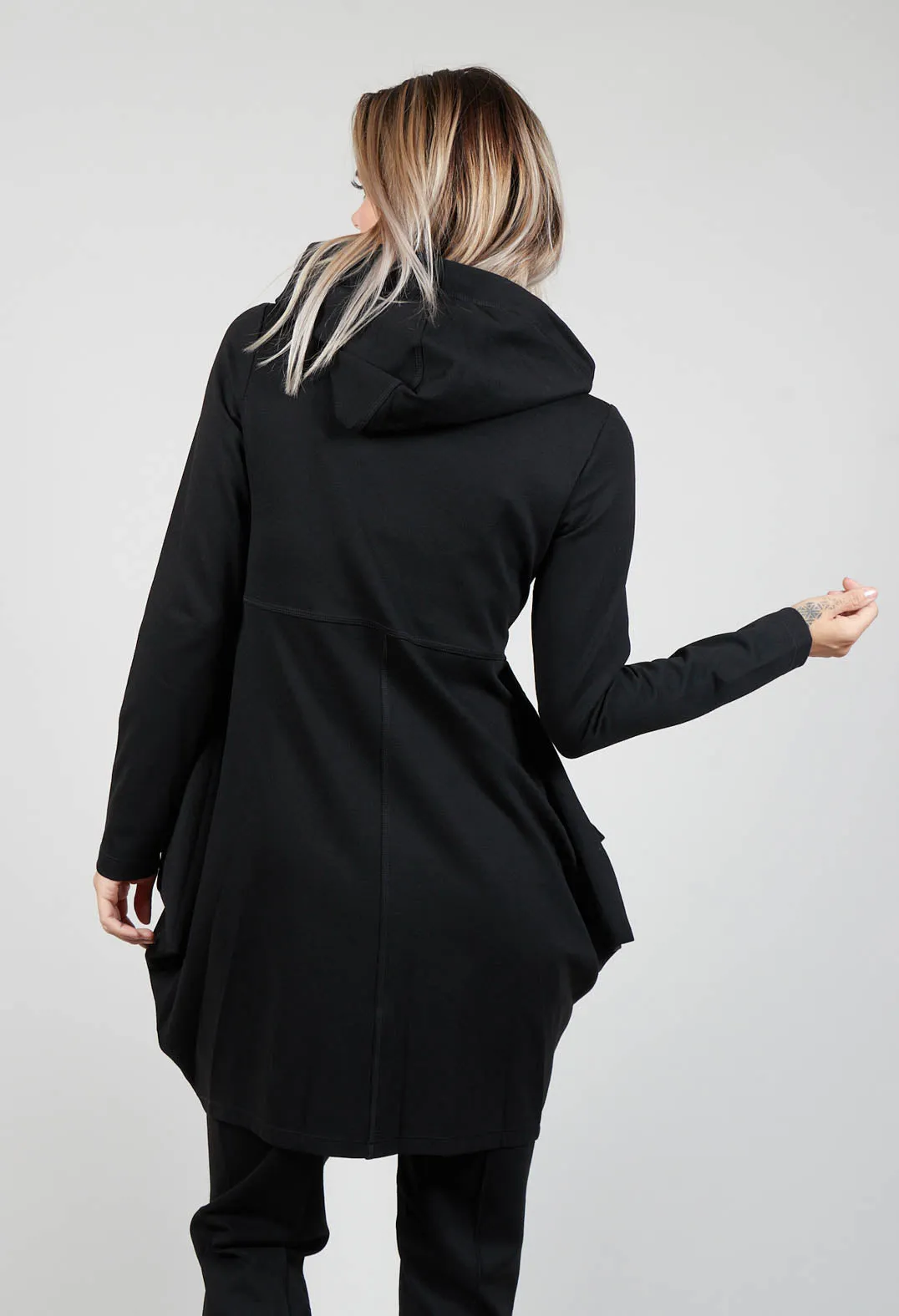 Bind Zip-Up Hooded Jacket in Black