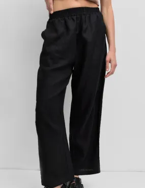 Black Barrel Leg Linen Pant