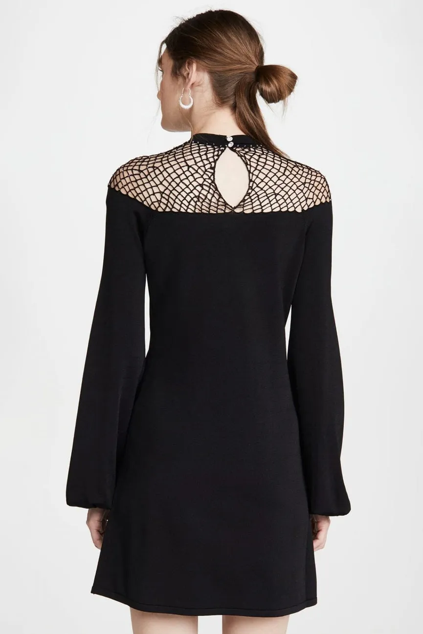 Black Fishnet Dress with Swarovski Crystals