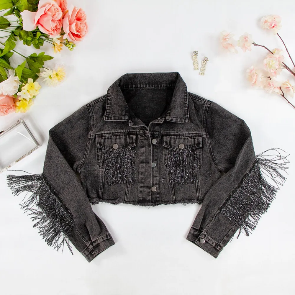 (Black Fringe) Denim Jacket