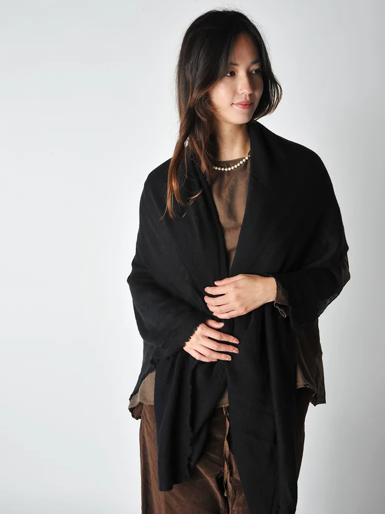 Black Melange Knit Cashmere Stole