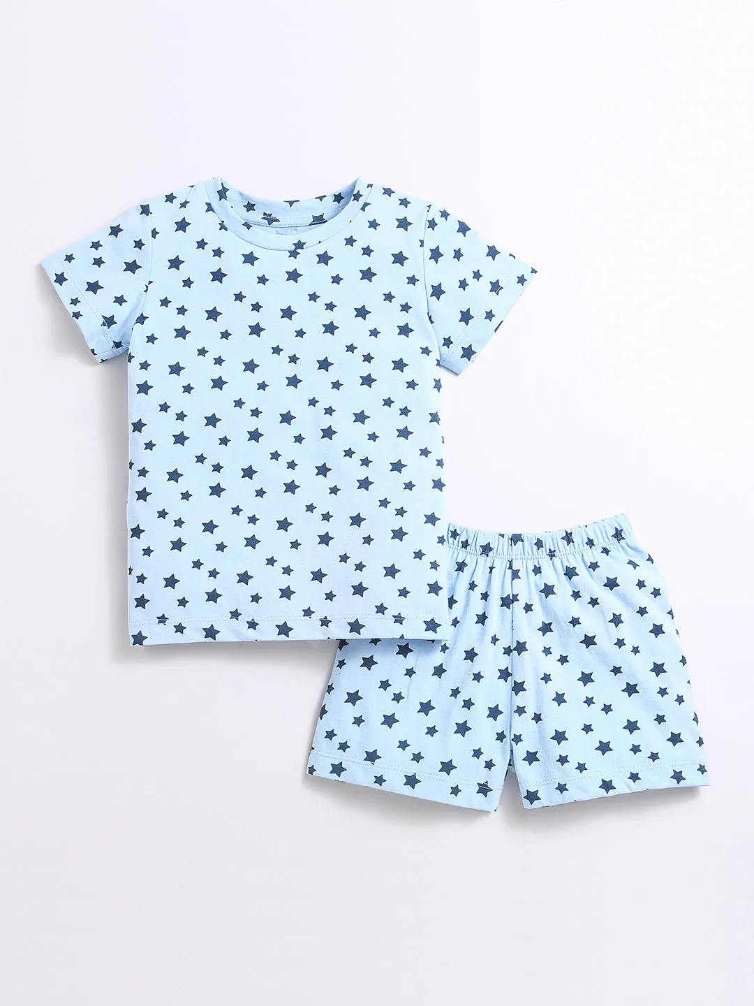 Blue Star Print Night-Suit For Kids Boy.