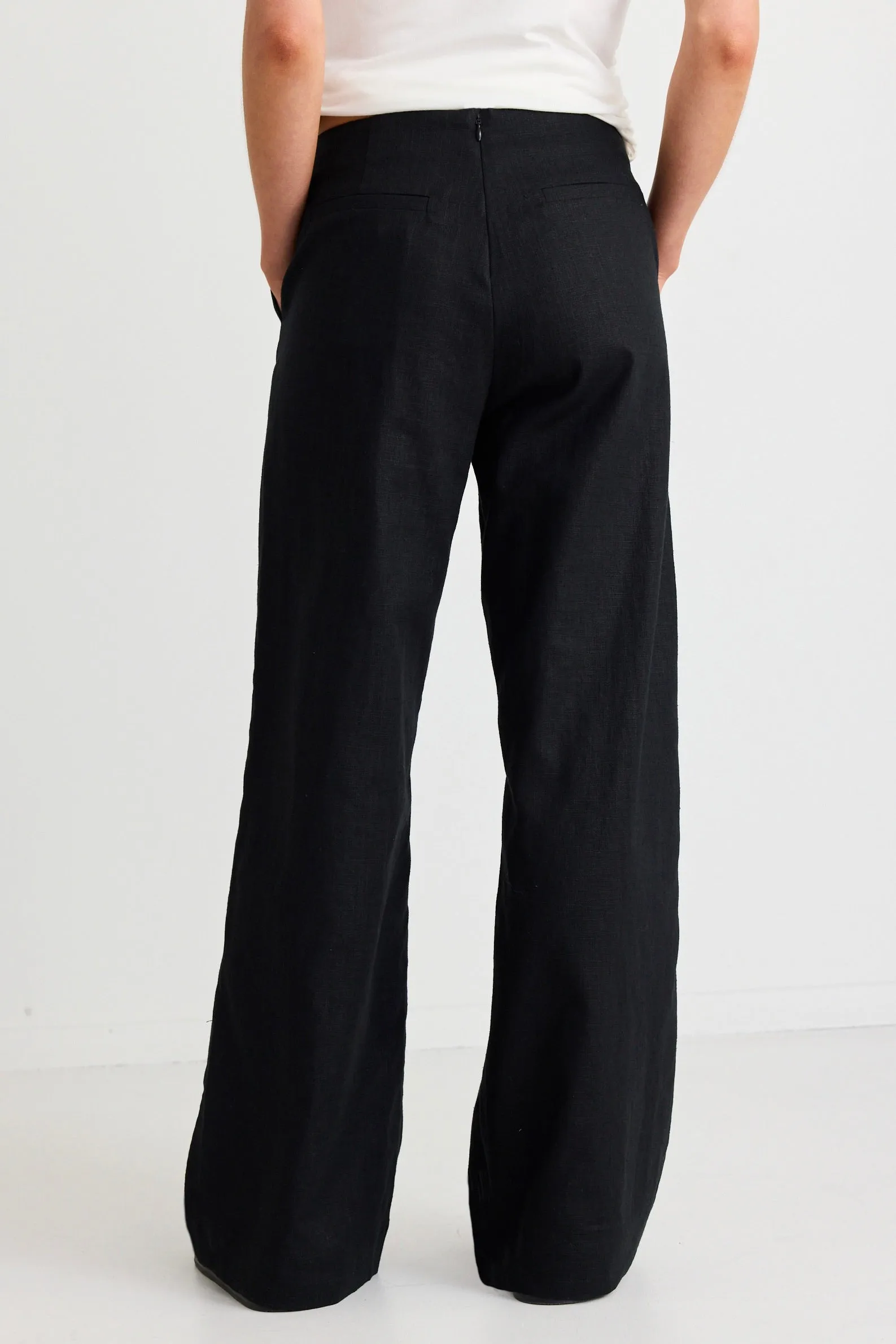 Boardwalk Black Ramie Extended Waist Pants