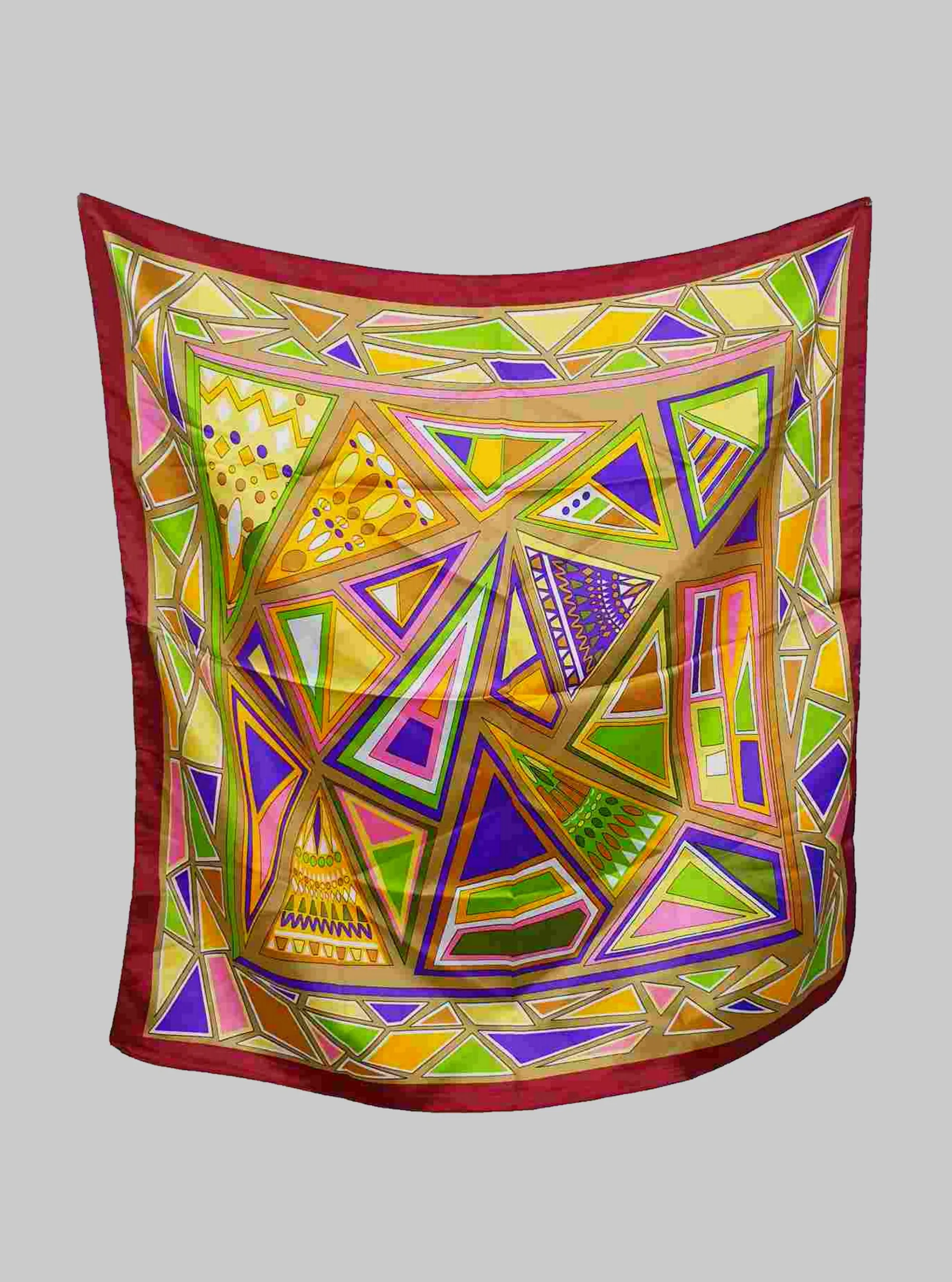 Bright Geometric Satin Scarf