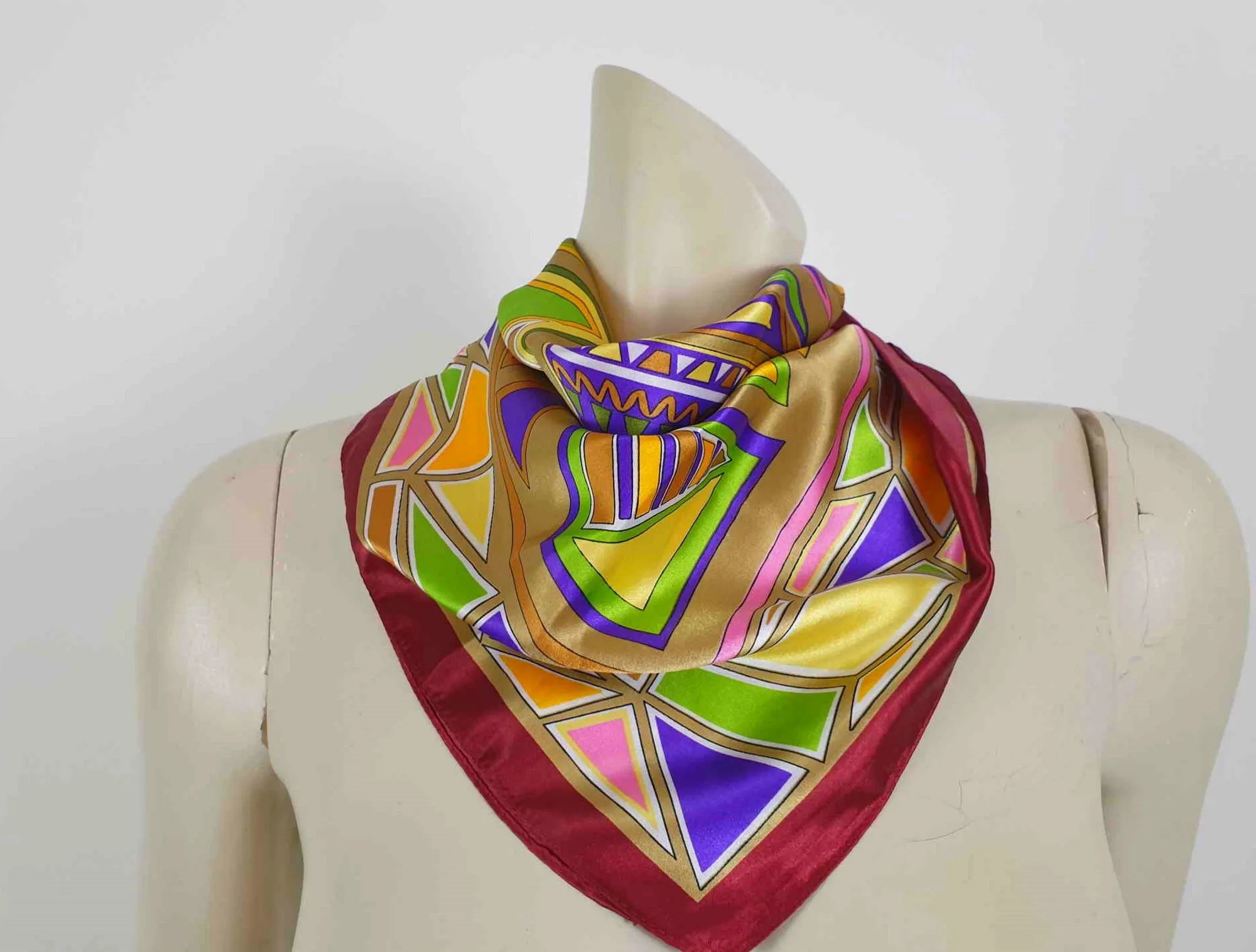 Bright Geometric Satin Scarf