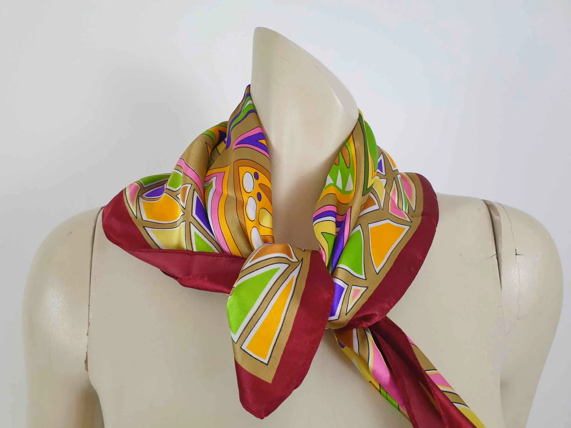 Bright Geometric Satin Scarf