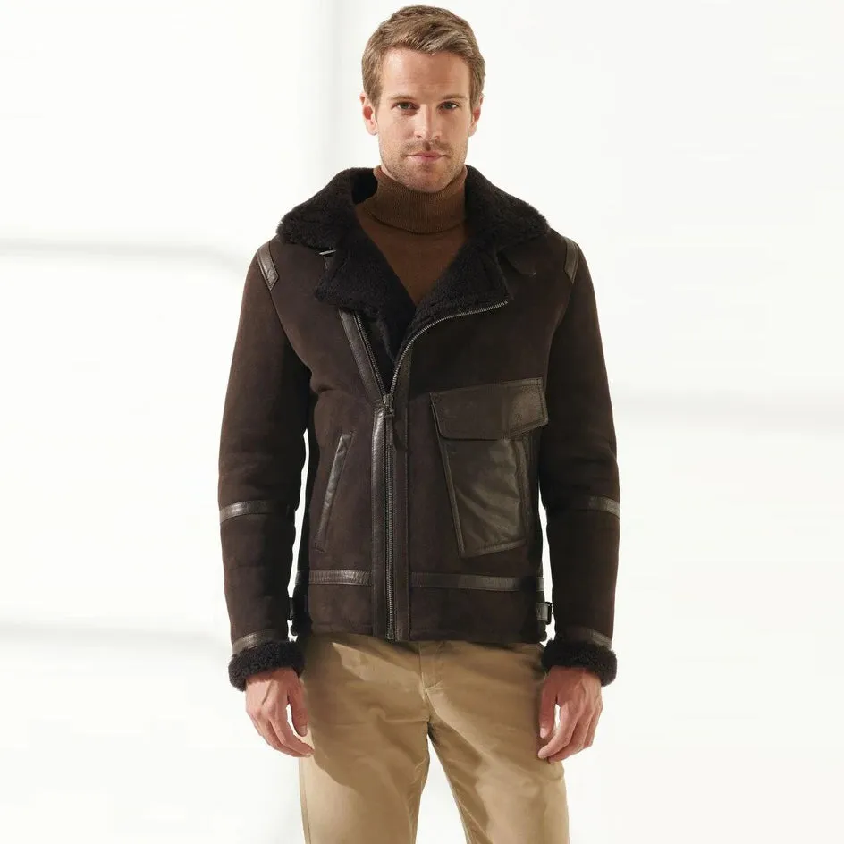 Brown Aviator Shearling Jacket