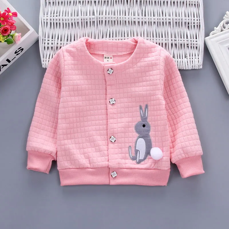 Bunny Motif Long Sleeve Cotton Sweater and Skirt Pants