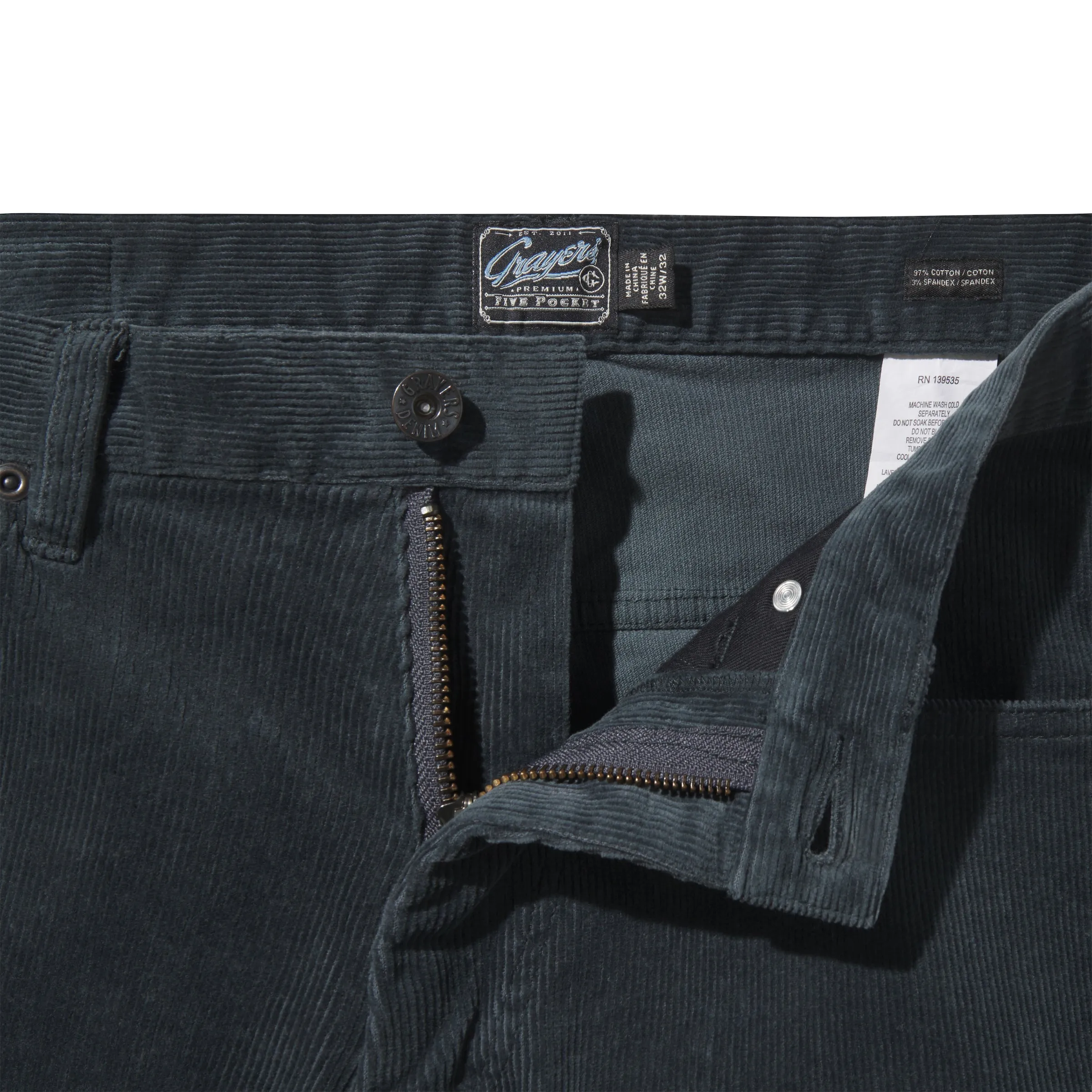 Burlington 5 Pocket Stretch Corduroy - Slate Gray