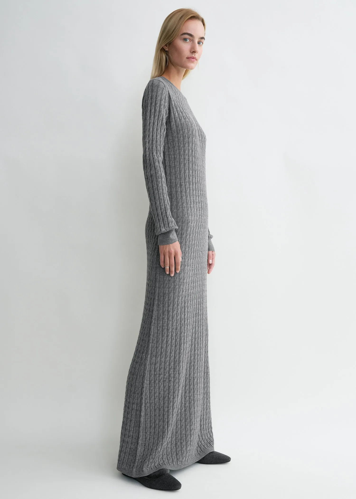 Cable knit dress grey melange