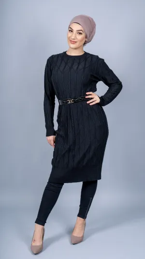 Cable Knitted Midi Dress