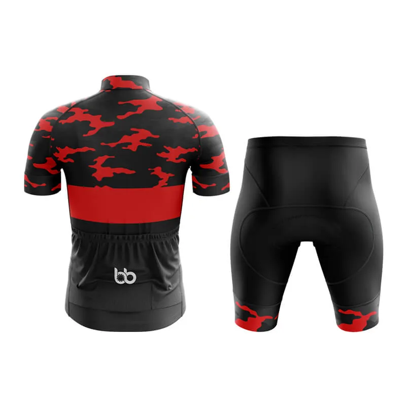 Camouflage Neck Club Cycling Kit (V2) (Red)