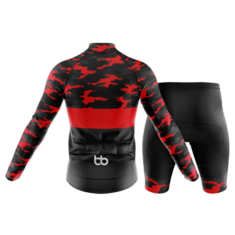 Camouflage Neck Club Cycling Kit (V2) (Red)