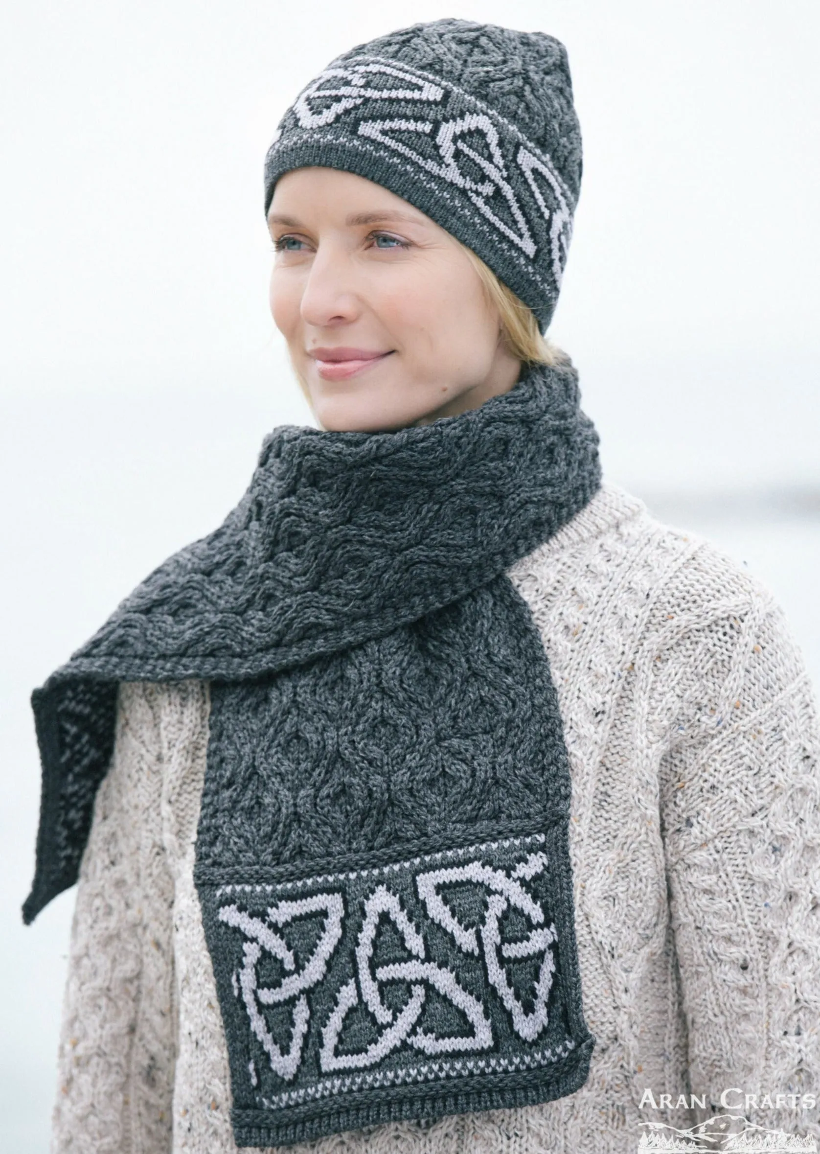 Celtic Jacquard Scarf | Charcoal