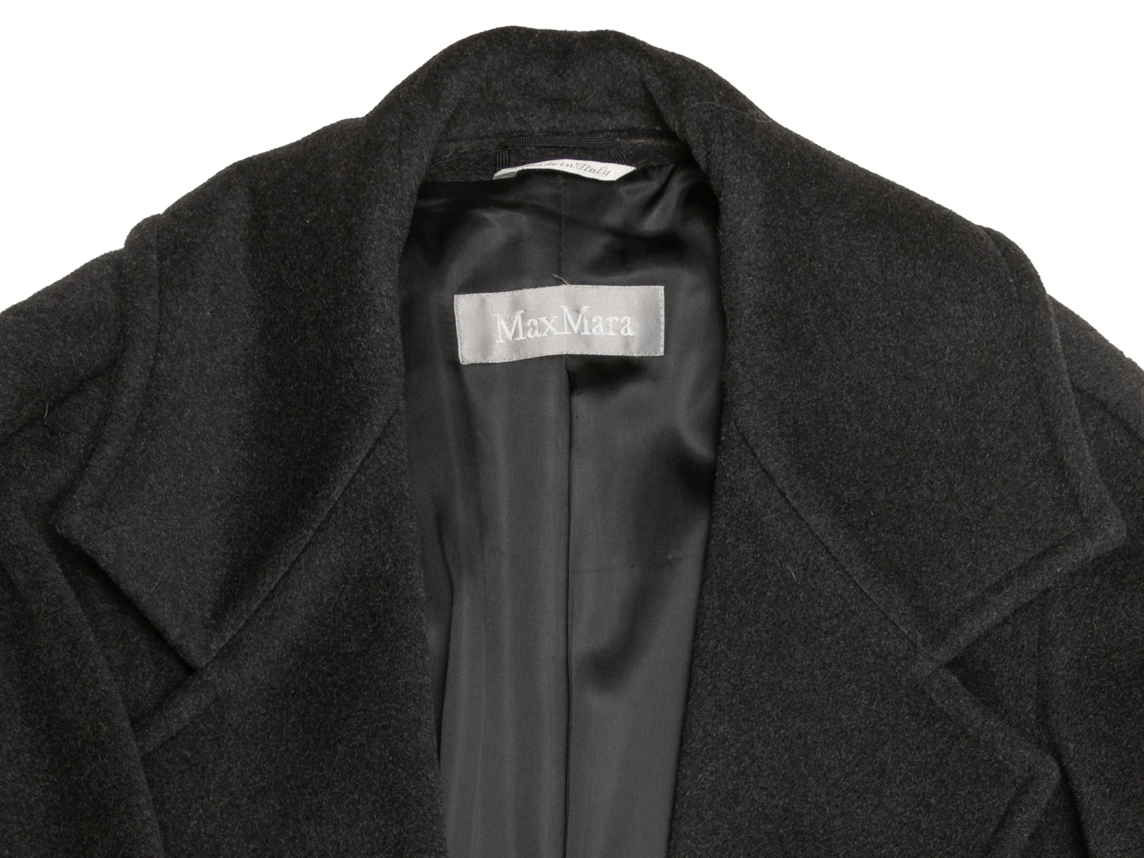 Charcoal Max Mara Wool Double-Breasted Peacoat Size IT 46